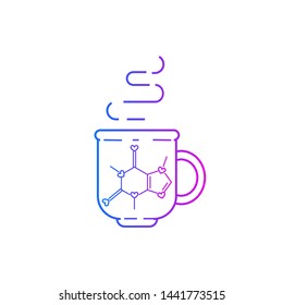 Cup of coffee with caffeine chemical formula