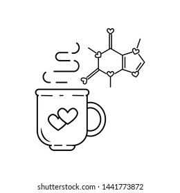 Cup of coffee with caffeine chemical formula