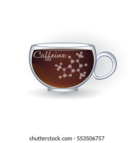 a cup of coffee with caffeine pattern