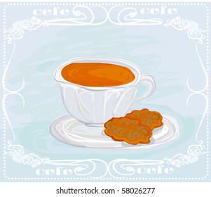 cup of coffee and cakes background