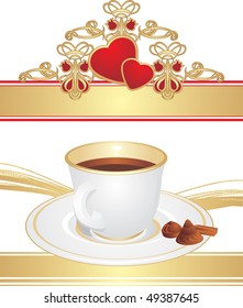 Cup with coffee and candies. Vector