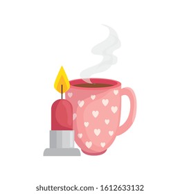 cup coffee with candle isolated icon vector illustration design