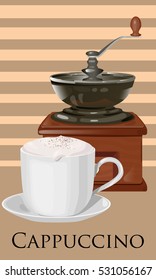 Cup of coffee. Cappuccino. Vector illustration.