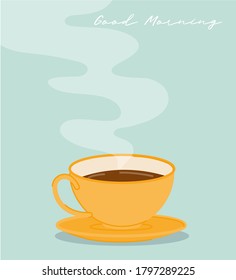 Cup of coffee card background vector illustration cartoon design modern style