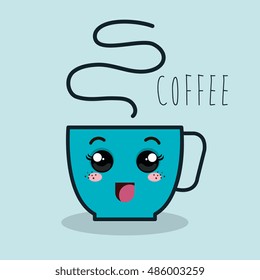 cup coffee cartoon with facial expression isolated icon design