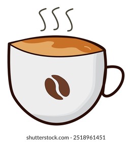 Cup of coffee cartoon illustration. flat design