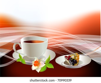 cup of coffee and cheasecake