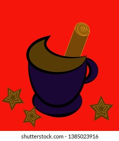 A Cup of coffee with cinnamon stick