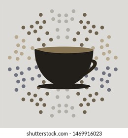 Cup of coffee with circles on grey background