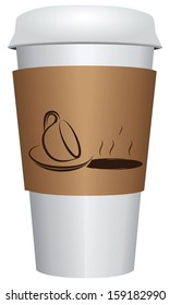 Cup coffee with closing lid. Coffee does not tip over. Vector illustration.