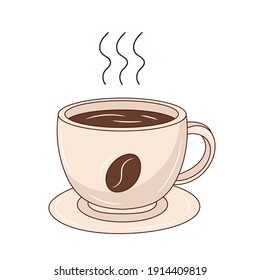 Cup of coffee colored vector illustration. isolated with hand drawn style 