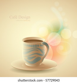  a cup of coffee with a colorful background, vector illustration