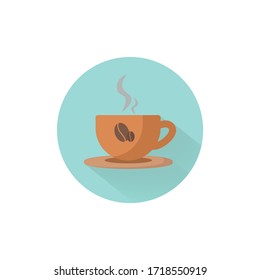 cup of coffee colorful flat icon with long shadow. coffee flat icon