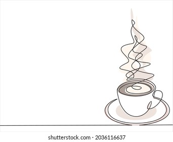 Cup of coffee. Continuous line