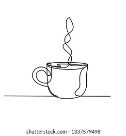 a cup of coffee continuous line drawing