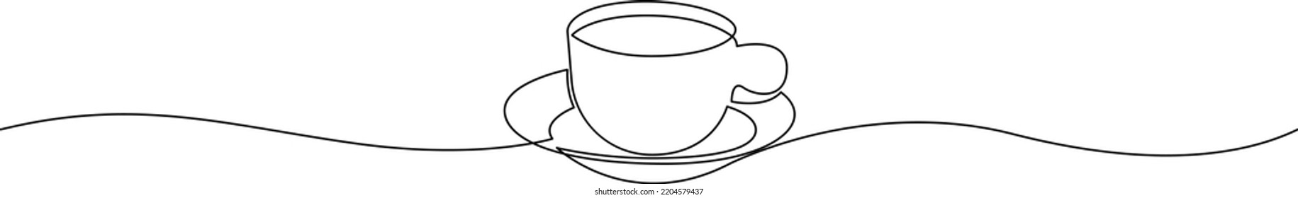 Cup of coffee continuous line drawing. Teacup one line art. Vector illustration.