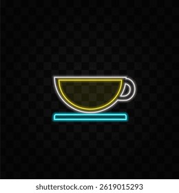 xícara de café com linha contínua. estilo neon. Café preto, cappuccino, espresso, café com leite, macchiatto, mocha, vista superior de cacau..