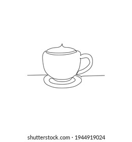 A cup of coffee - Continuous one line drawing. Simple one line drawing hand drawn style design for food and drink concept