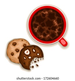 Cup of coffee with cookies
