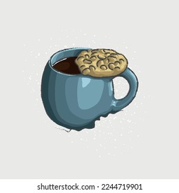 A cup of coffee with cookies.
