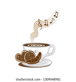 Cup of coffee and cookies vector illustration