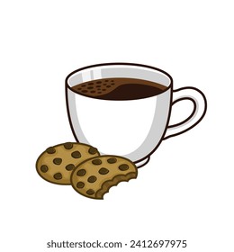 Cup of coffee with cookies vector illustration
