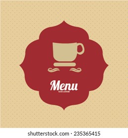 cup of coffee to cover a menu illustration over color background