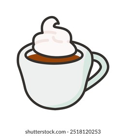 A cup of coffee with cream with outline style