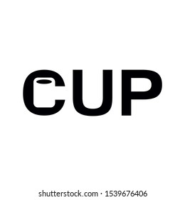 Cup coffee creative logo design. Cup text with cup coffee color black isolated on white background, minimalistic creative logo vector illustration eps 10