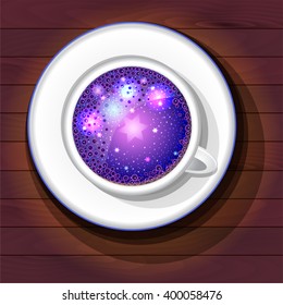 Cup of coffee with crema, cosmos art