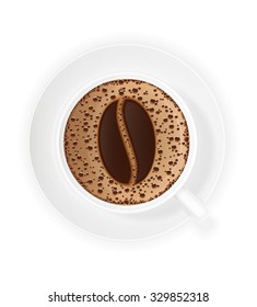 cup of coffee crema and symbol beans vector illustration isolated on white background