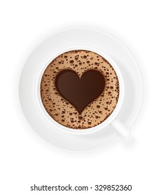 cup of coffee crema and symbol heart vector illustration isolated on white background