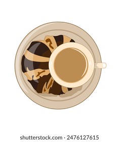 taza de café con cruasán