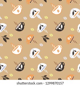 cup of coffee and croissant pattern. Eps-8