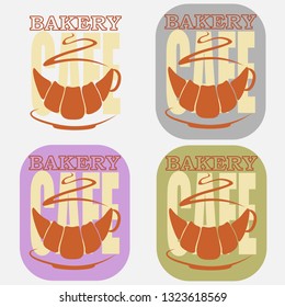 a cup of coffee from a croissant using negative space minimalist baking cafe logo