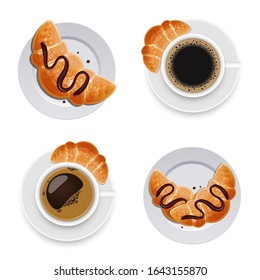 Cup of coffee and croissant vector design illustration isolated on background