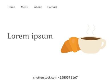 A cup of coffee and croissant vector isolated