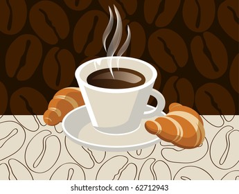 cup of coffee with croissants