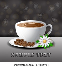 Cup of coffee with daisy flower 