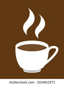 A cup of coffee design on a brown background