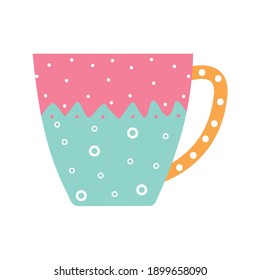 cup of coffee with different color and dots vector illustration design