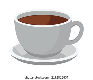 cup coffee in dish icon isolated