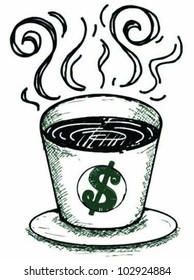 cup of coffee with dollar sign