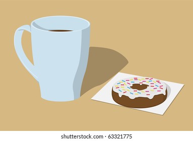 Cup of coffee and donut