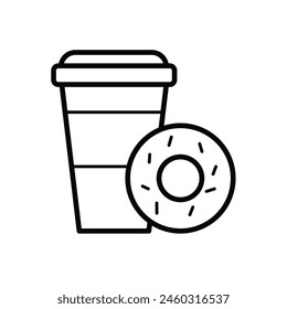 cup of coffee and donut - vector icon	