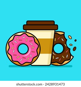 Cup of coffee with donuts