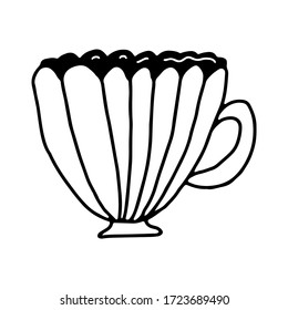 Cup of coffee in doodle hand drawn style. Coffee collection on an isolated white background. Stock vector illustration.