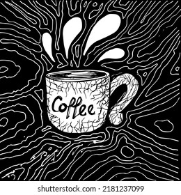taza de café, ilustración de doodle