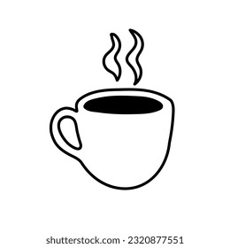 A cup of coffee doodle silhouette icon on white background. Vector illustration.