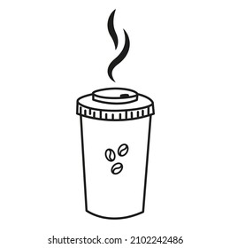 A cup of coffee in doodle style. Vector graphics.